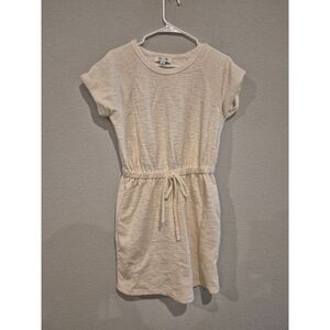 She + Sky‎ Women's Tweedknit Short Sleeve Drawstring Mini Dress Biege M